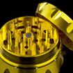 Kraken Grinders - 4 Part Diamond Ridge Grinder Gold Open Close up